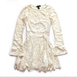 Forever 21 Floral Lace Boho Chic White Dress Small